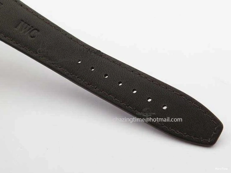 MIROTIME 0427 Sustainable Portuguese IW5444 SS White Dial RG Numbers On Brown Leather Strap A 7256